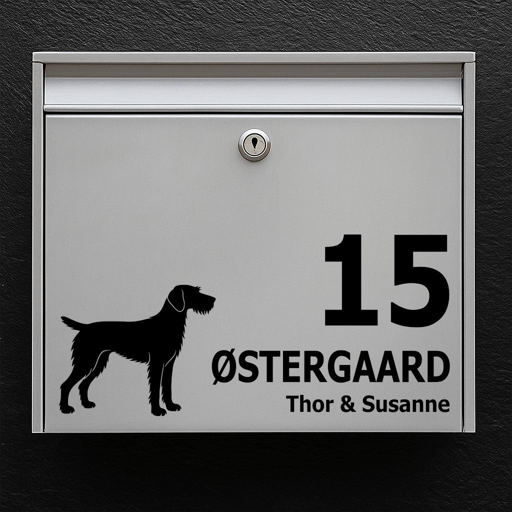 Postkassesticker med ruhåret hønsehund