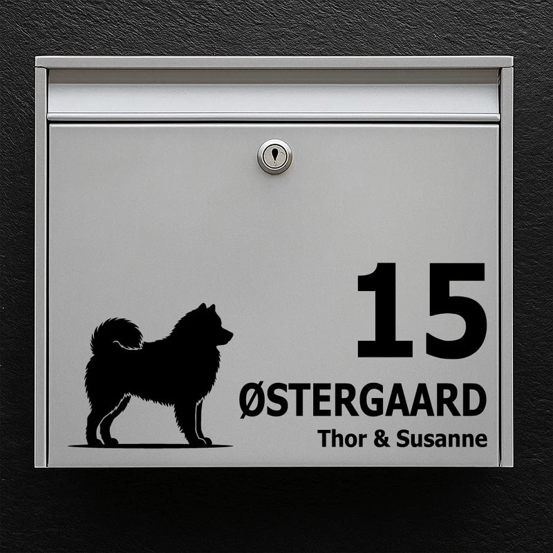 Postkasseklistremerke med Samojed 