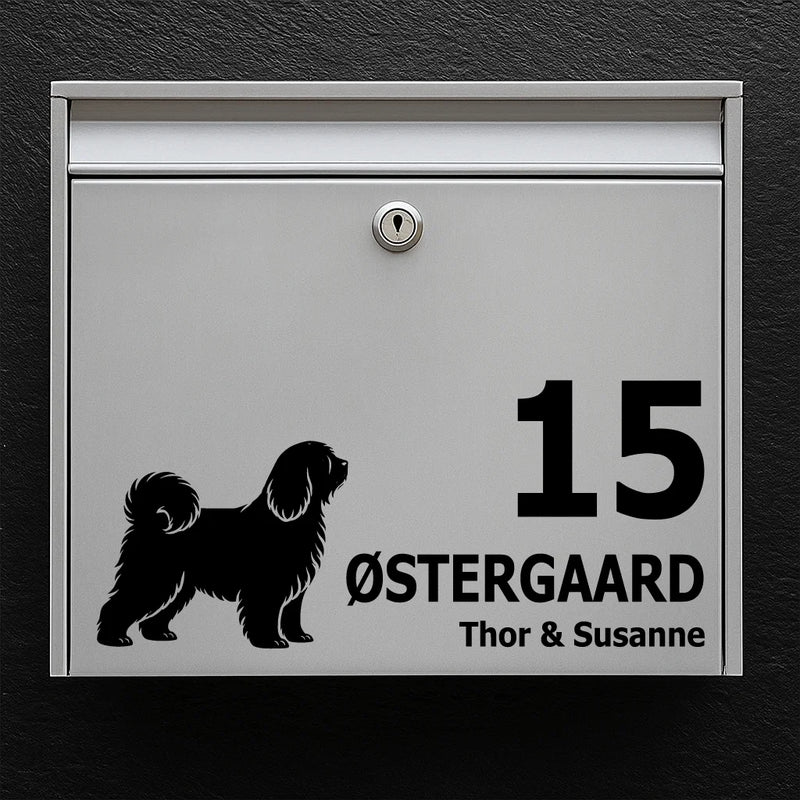 Postkasseklistremerke med tibetansk terrier