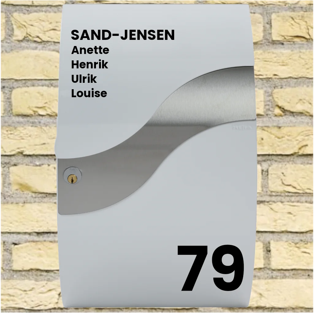 Postkassesticker – Wave-layout med efternavn, fornavne & husnummer