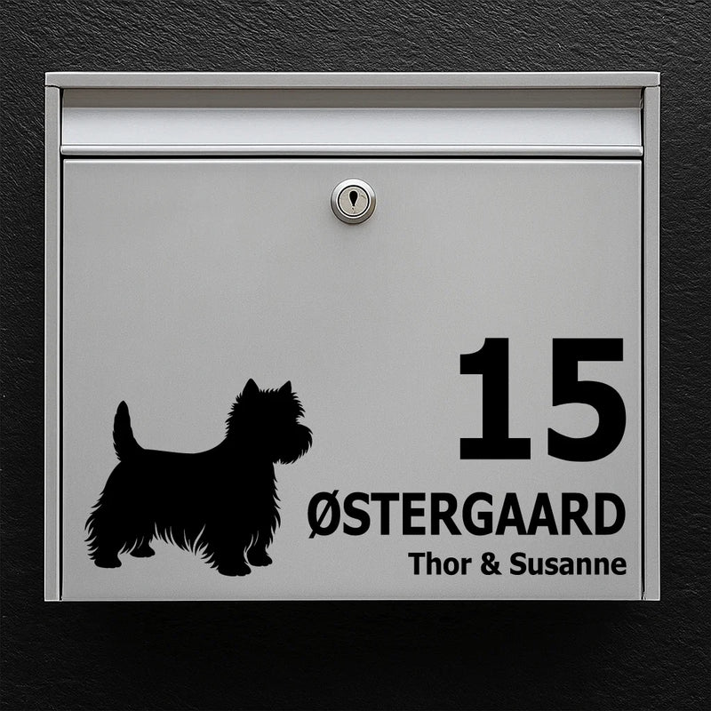 Postkasseklistremerke med West Highland Terrier (Westie)