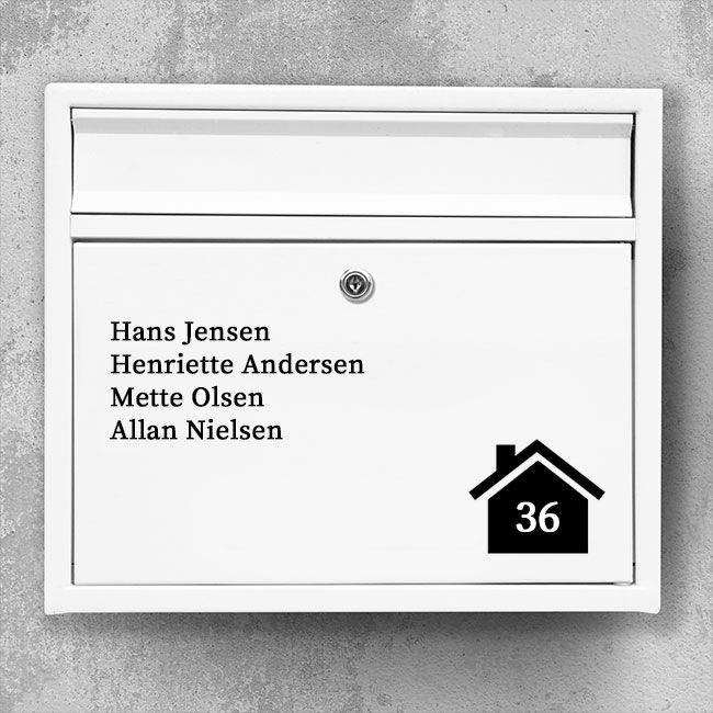 Postkasseskilt: Lille hus med husnummer postkasse sticker D02 - thumb  0