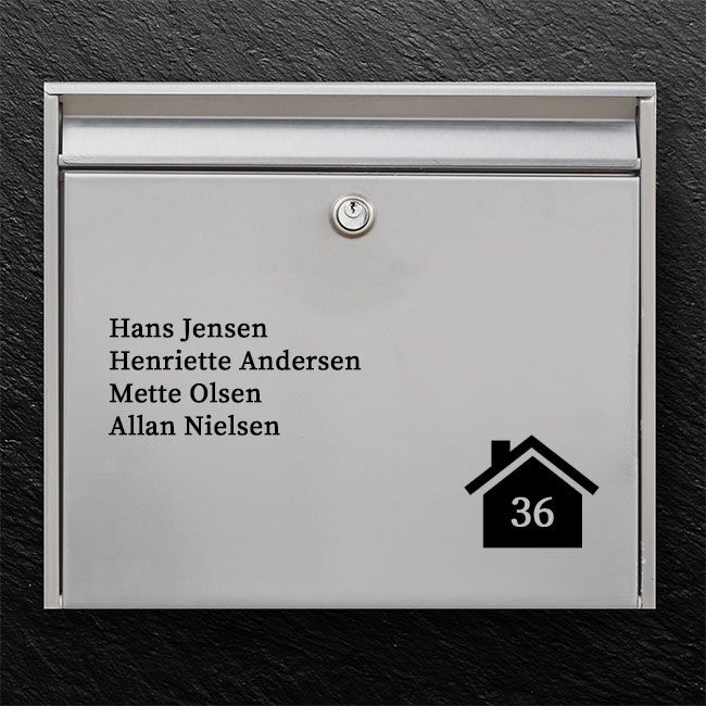 Postkasseskilt: Lille hus med husnummer postkasse sticker D02 - thumb  1